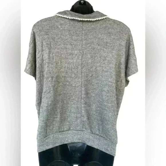 Misia women’s Gray Pearl Collar Elastic Waist Crop Top size XL used like New - Picture 5 of 8